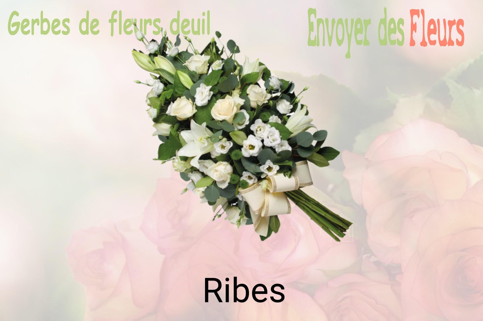 Gerbe de fleurs de deuil livrée à Ribes